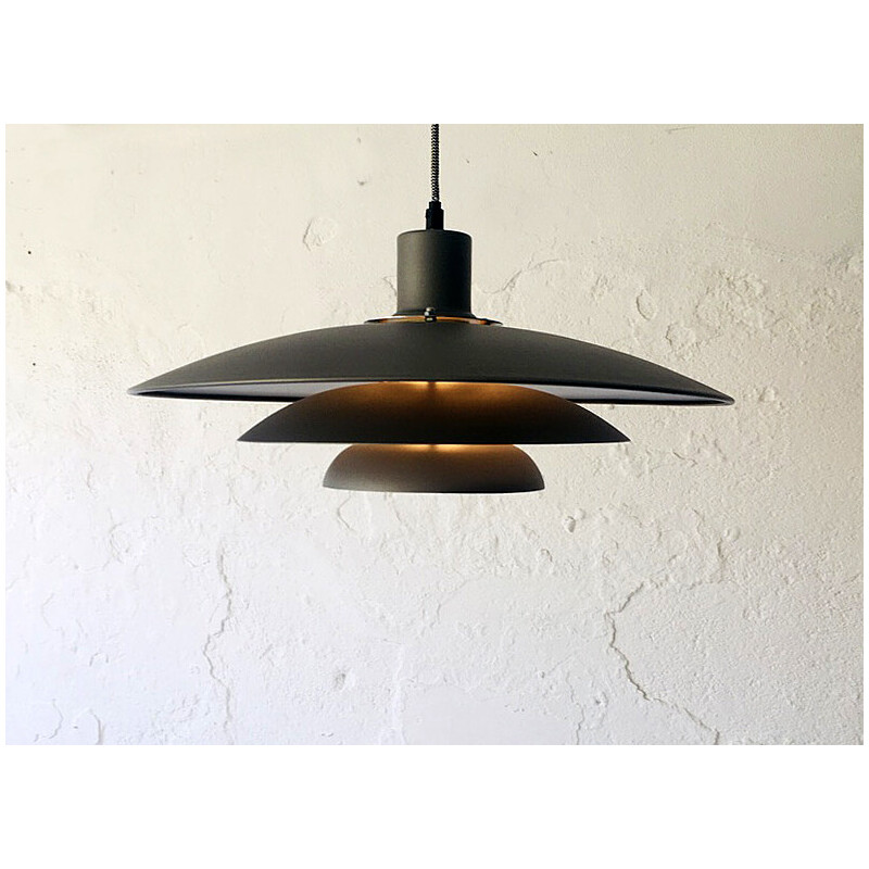 Vintage pendant lamp in gray metal, Denmark 1980s