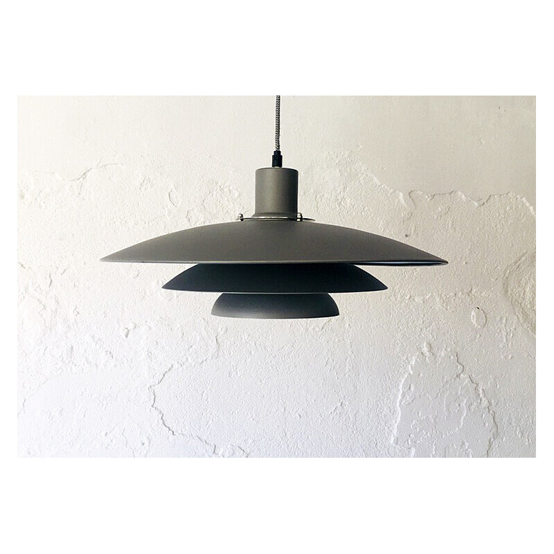 Vintage pendant lamp in gray metal, Denmark 1980s