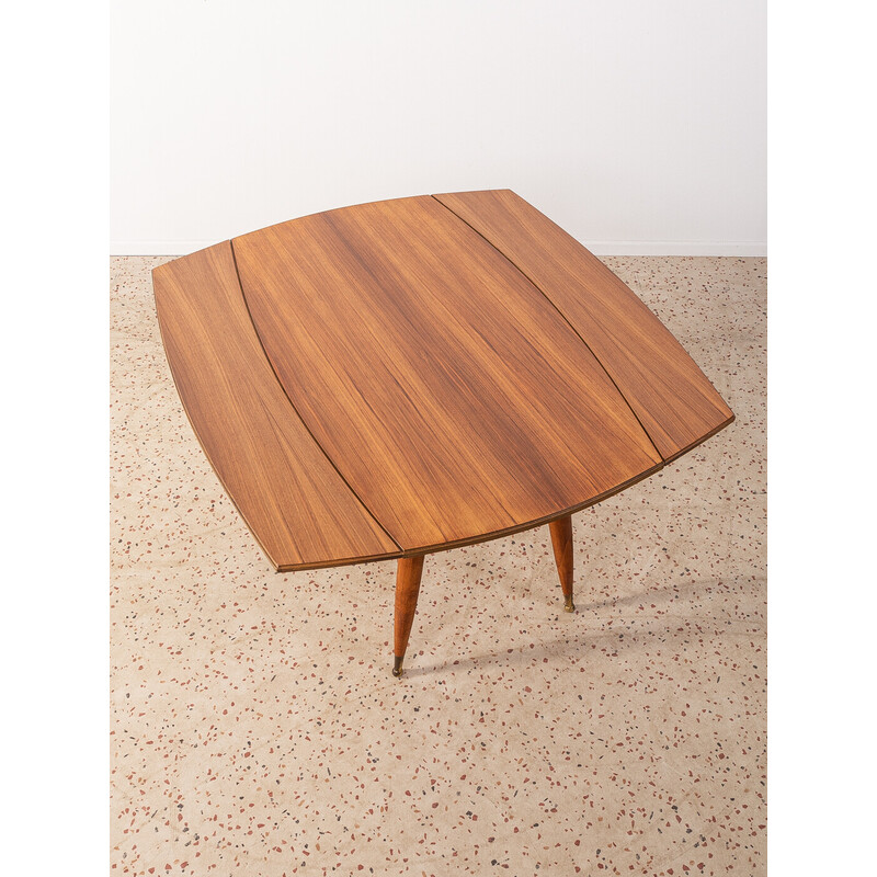 Mesa de centro regulable vintage en madera maciza y teca, Alemania años 50