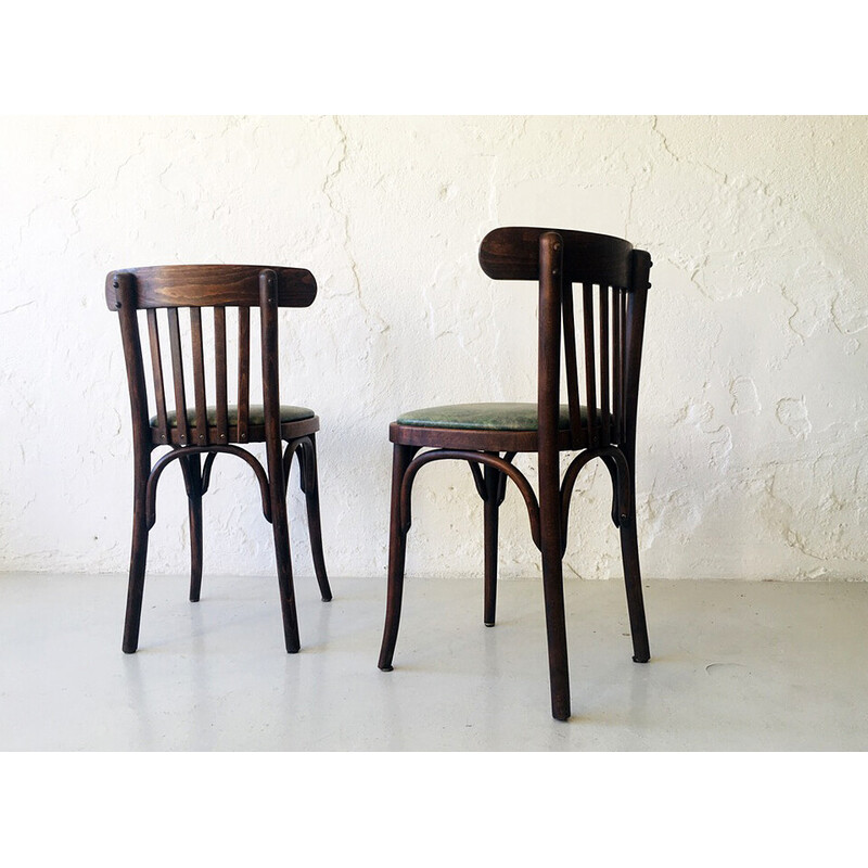 Paar vintage houten caféstoelen, jaren 1950