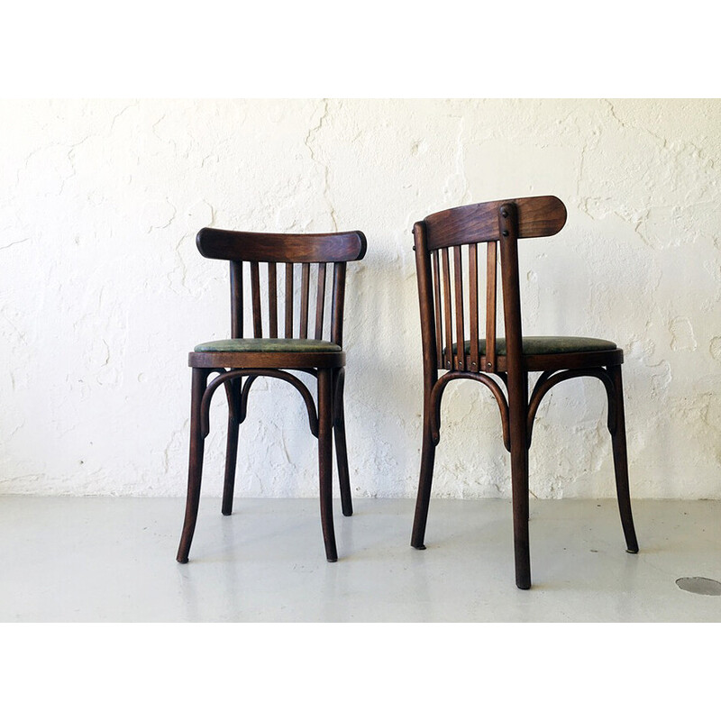 Pair of vintage wooden cafe chairs, 1950s