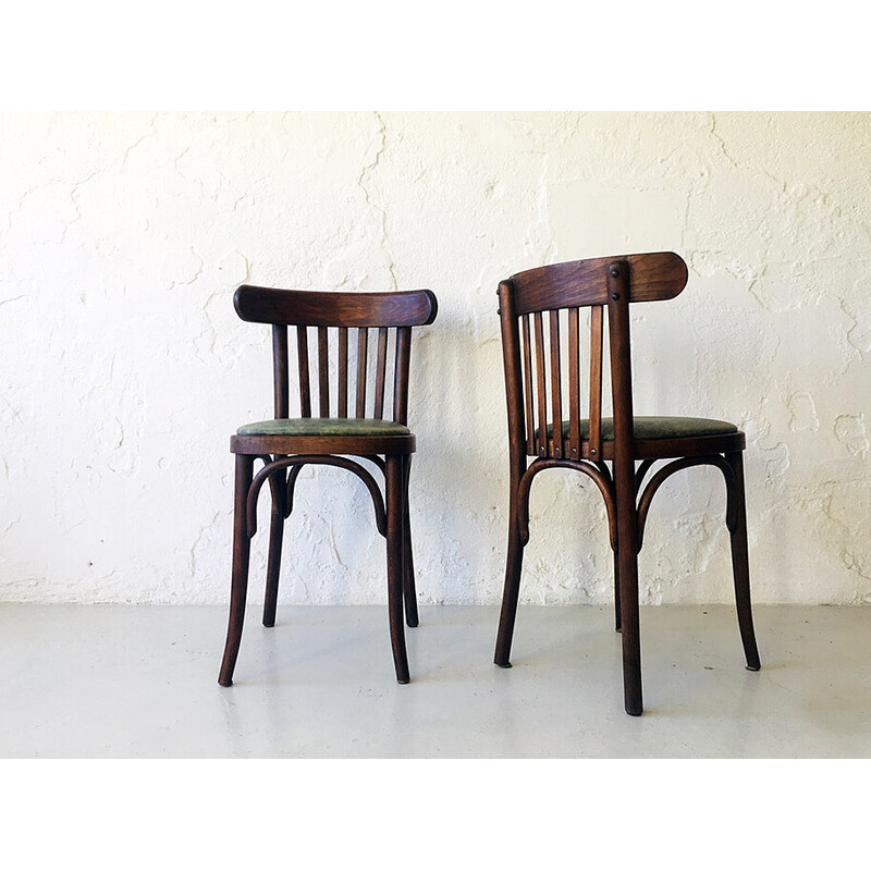 Pair of vintage wooden cafe chairs, 1950s