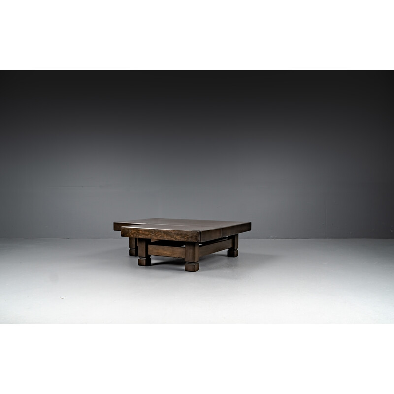 Mesa de centro vintage de madera blanda, Francia Años 60