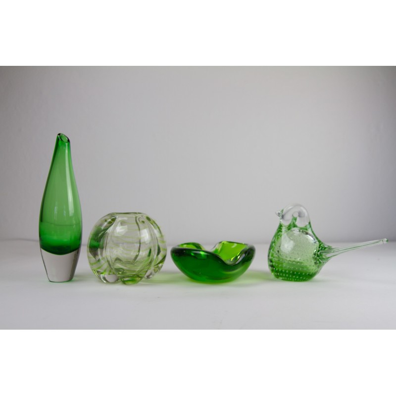 Lot of 8 vintage glass vases, Denmark 1960s