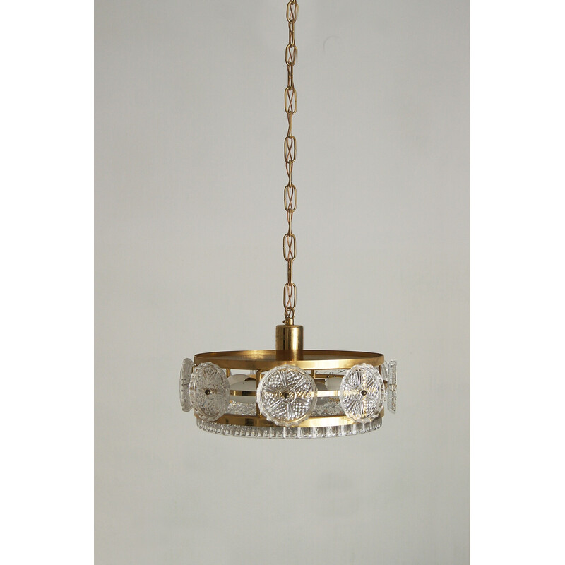 Vintage crystal pendant lamp for Orrefors, Sweden 1960s