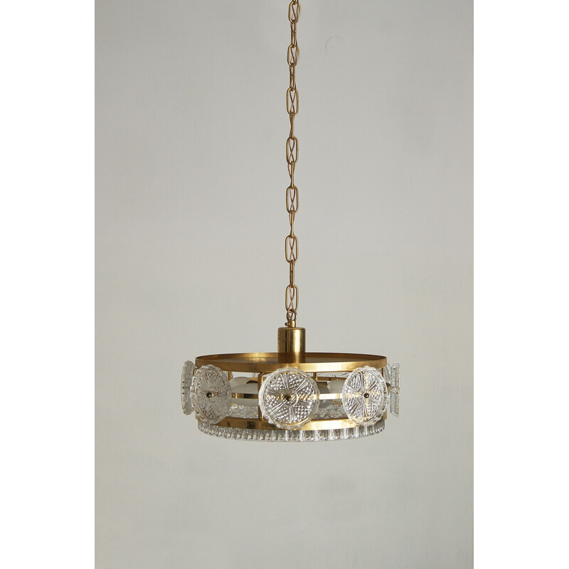 Vintage kristallen hanglamp voor Orrefors, Zweden 1960