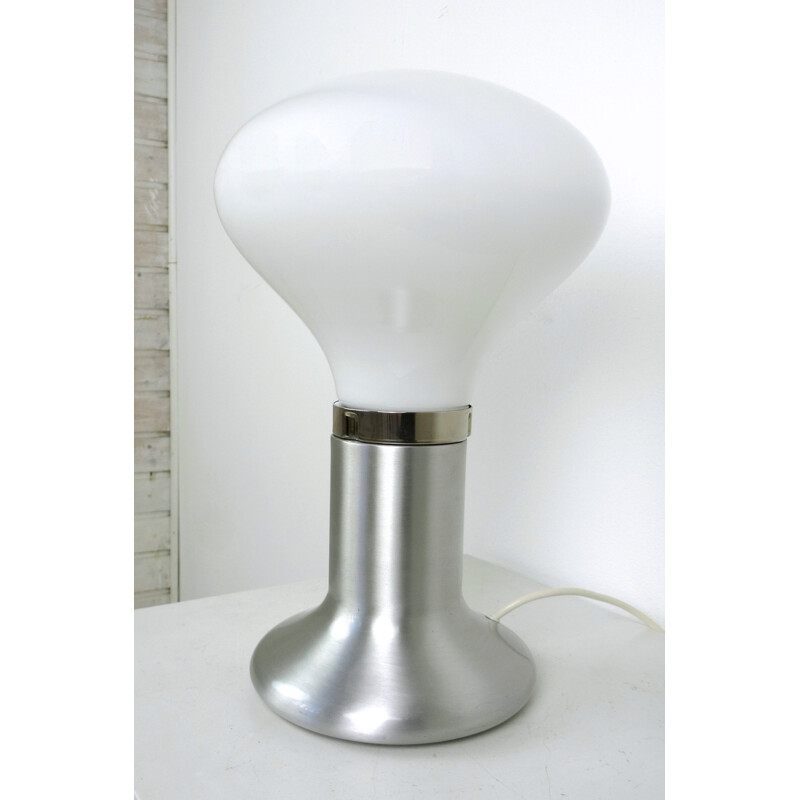 White glass table lamp - 1970s