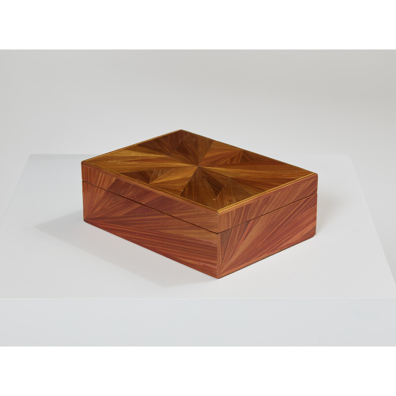 Vintage box in straw marquetry by Jean-Michel Frank, 1930s