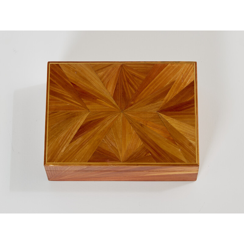 Vintage box in straw marquetry by Jean-Michel Frank, 1930s