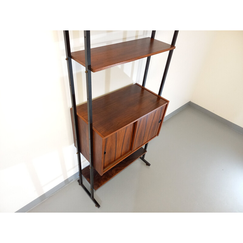 Vintage rosewood and metal bookcase, 1960