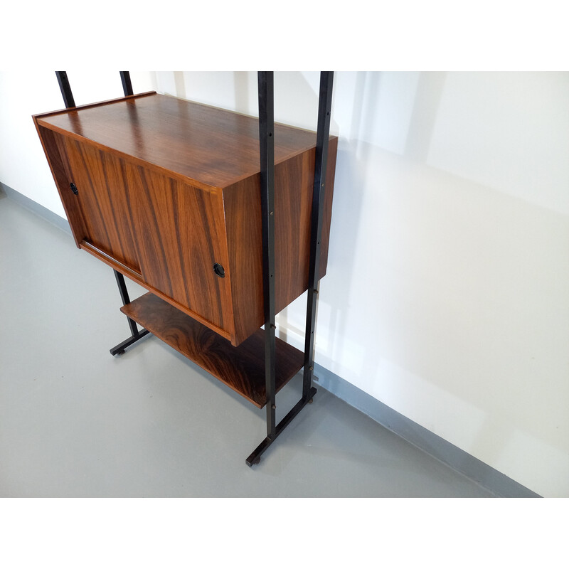 Vintage rosewood and metal bookcase, 1960