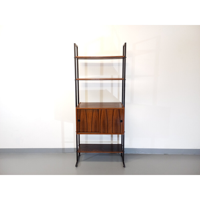 Vintage rosewood and metal bookcase, 1960