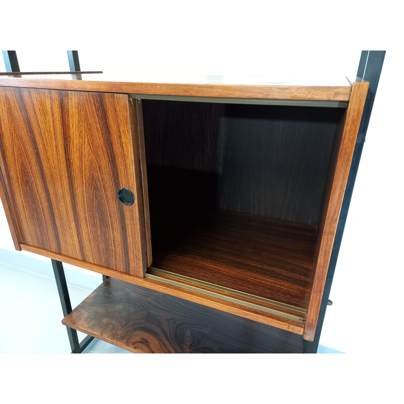 Vintage rosewood and metal bookcase, 1960