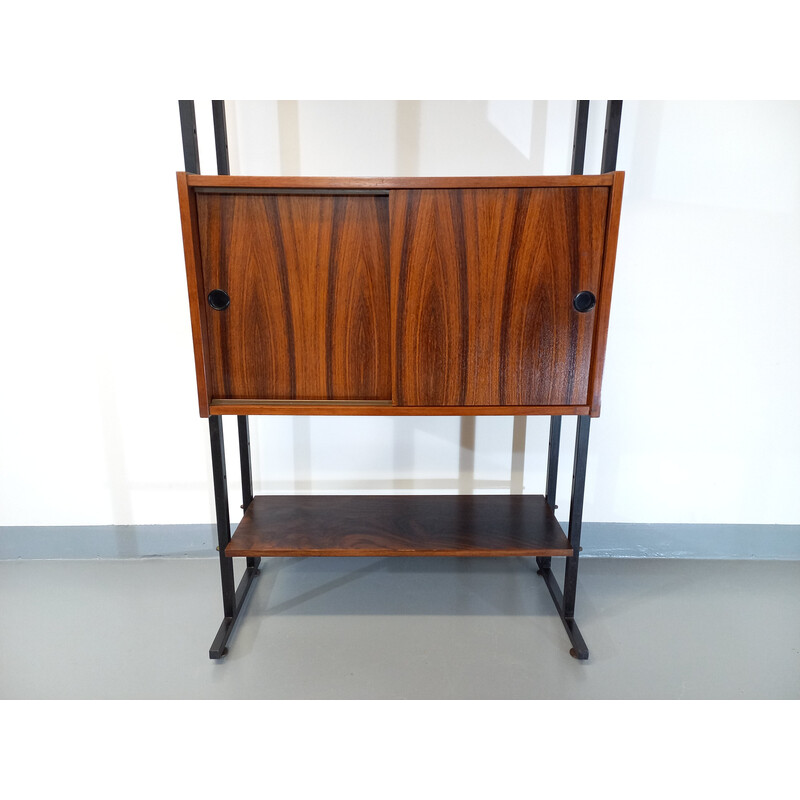 Vintage rosewood and metal bookcase, 1960