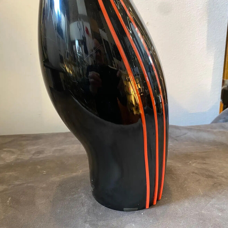 Pingouin vintage en verre de Murano rouge et noir par Seguso, 1970