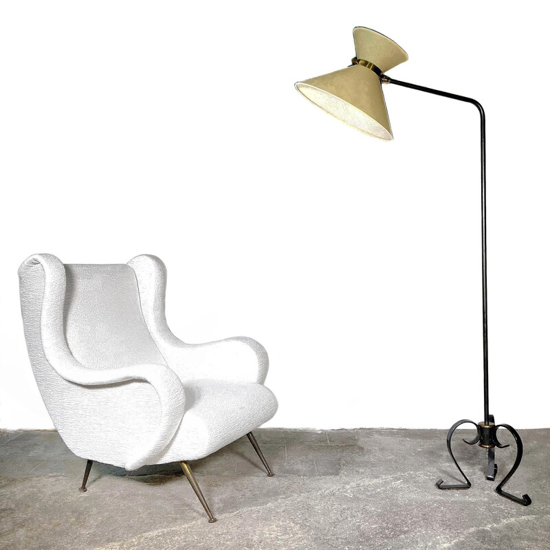 Vintage diabolo floor lamp by René Mathieu for R. Lunel, 1950