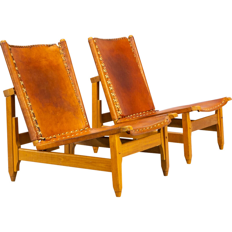 Pair of vintage low armchairs by Werner Biermann for Arte Sano, 1970s