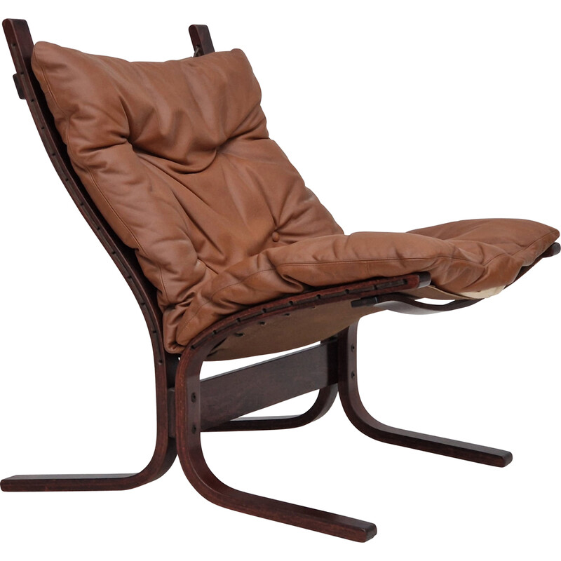 Vintage Norwegian "Siesta" leather and bentwood armchair by Ingmar Relling, 1960s