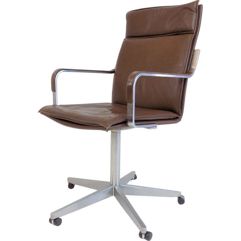 Vintage leather desk armchair by Rudolf Glatzel for Walter Knoll