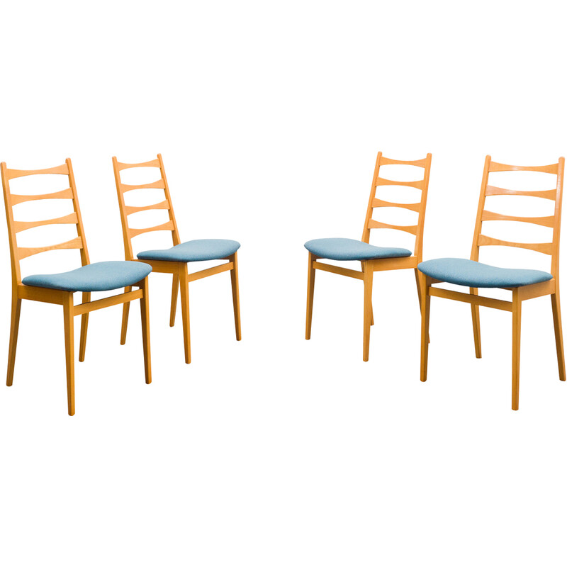 Conjunto de 4 cadeiras de jantar vintage em madeira de faia, anos 60