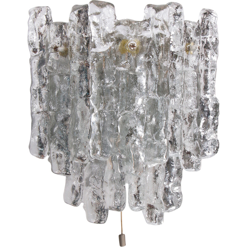 Vintage crystal and ice glass wall lamp by J. T. Kalmar, Austria 1960