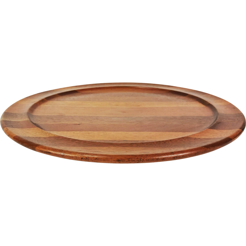 Vintage round teak platter, Norway 1970s