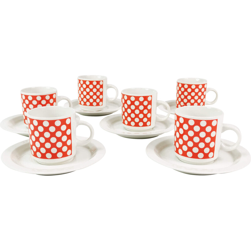 Set of 6 vintage porcelain espresso cups for Fontebasso Treviso, Italy 1970s