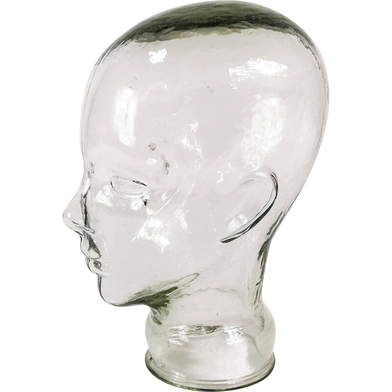 Vintage glass head sculpture, Germany 1970s