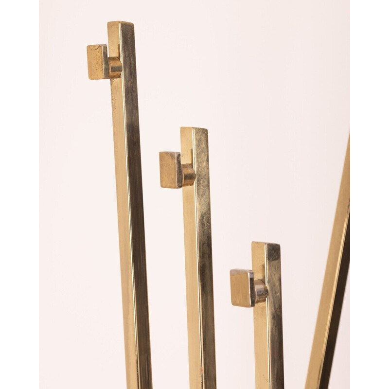 Vintage coat rack in marble and brass by Romeo Rega, 1960s