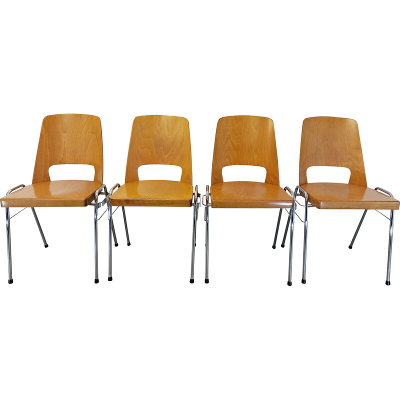 Conjunto de 4 cadeiras de empilhamento vintage modelo Manhattan por Baumann, 1970