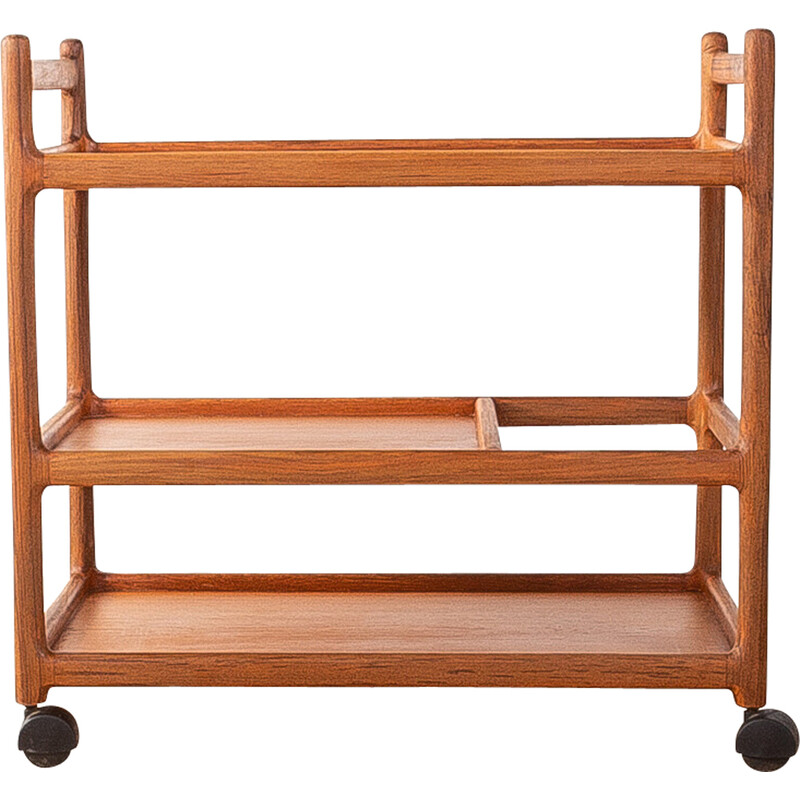 Vintage teak serving trolley by Johannes Andersen for Cfc Silkeborg, Denmark 1960s