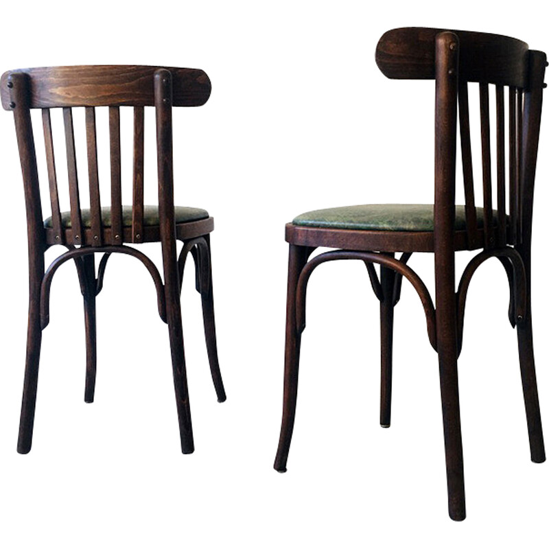 Paire de chaises de café vintage en bois, 1950