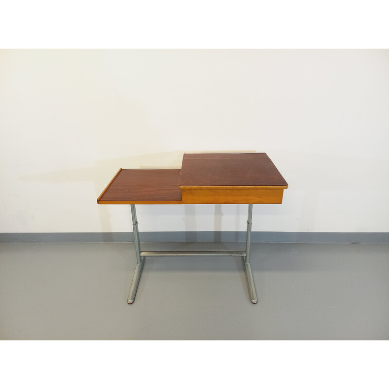 Bureau réglable vintage en bois et acier, 1970