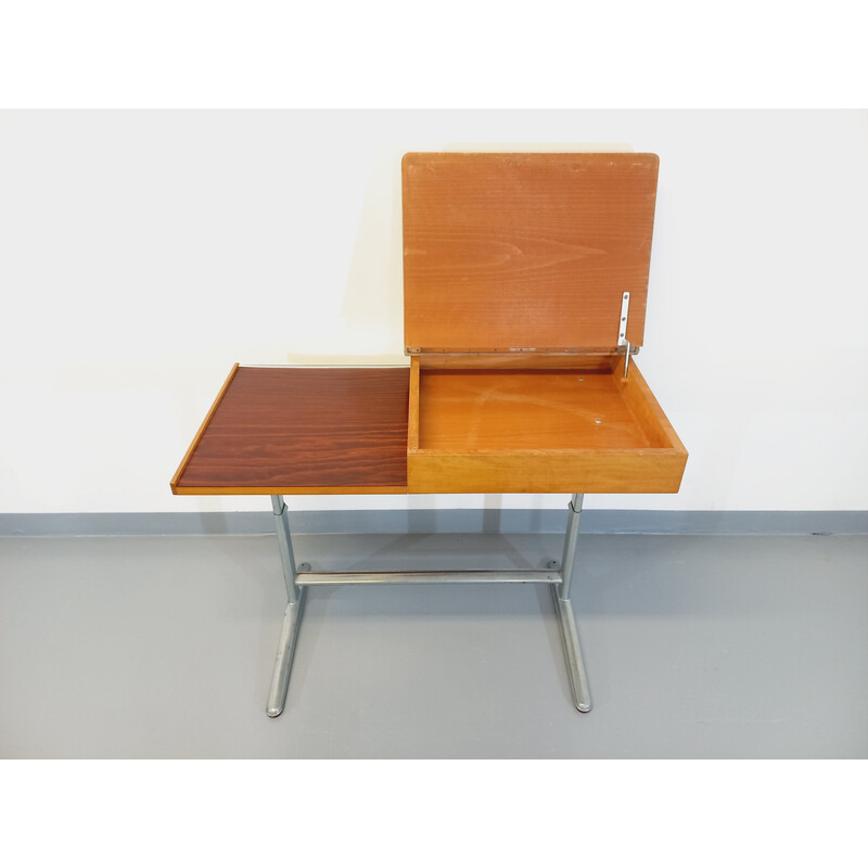 Vintage verstellbarer Schreibtisch aus Holz und Stahl, 1970