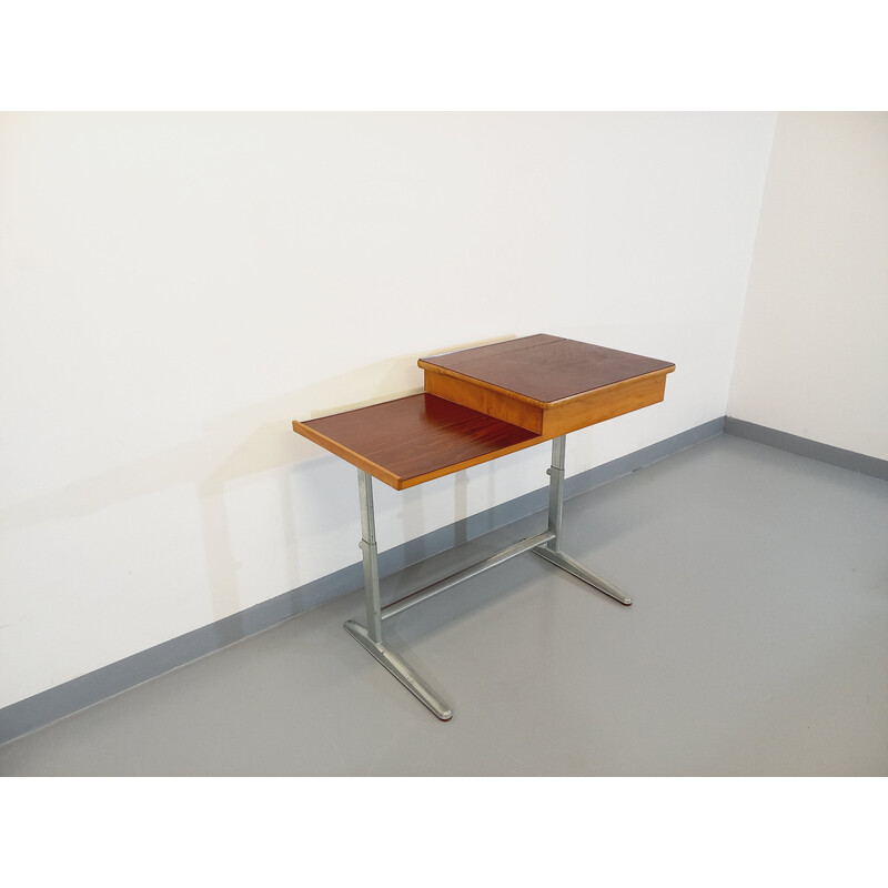 Vintage wood and steel adjustable desk, 1970