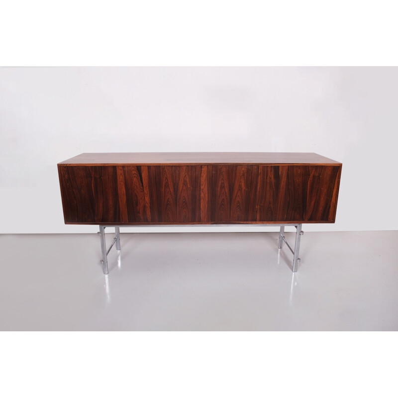 Vintage rosewood and chrome highboard by Jan Lunde Knudsen for Gunnar Sørlie, 1960