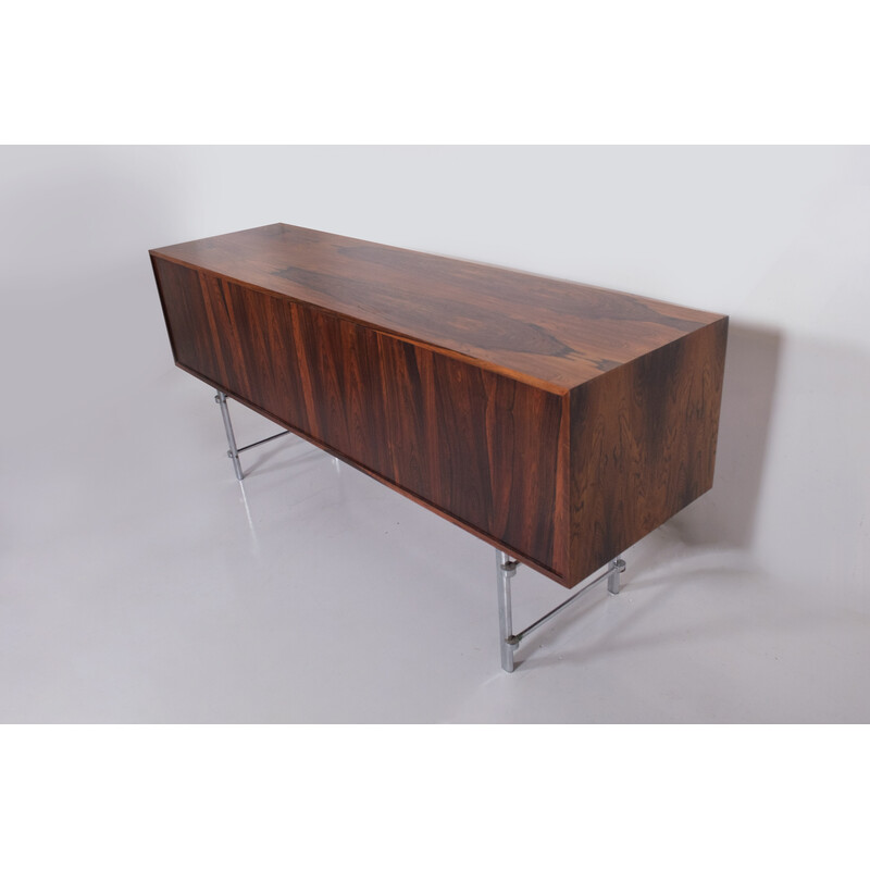 Vintage rosewood and chrome highboard by Jan Lunde Knudsen for Gunnar Sørlie, 1960