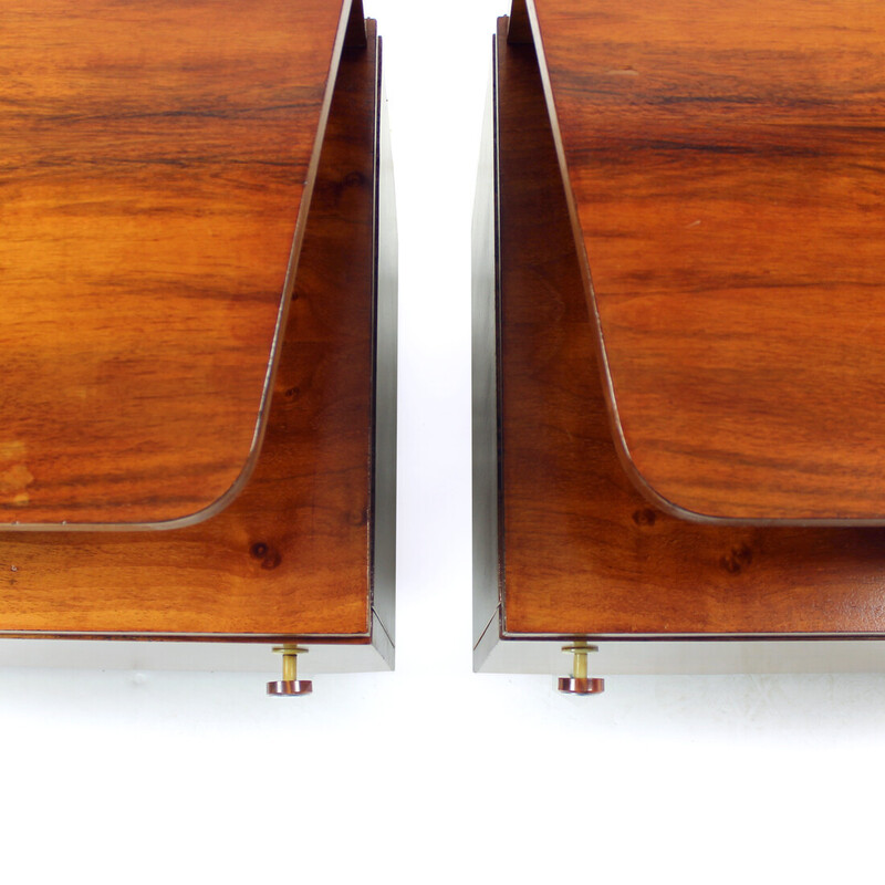 Pair of vintage Art Deco walnut night stands for Up Zavody, Czechoslovakia 1930s