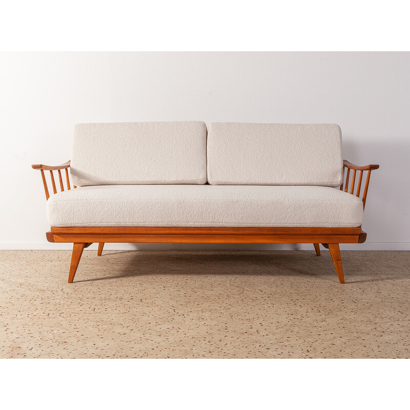 Vintage cherrywood and fabric sofa for Knoll Antimott, Germany 1950s