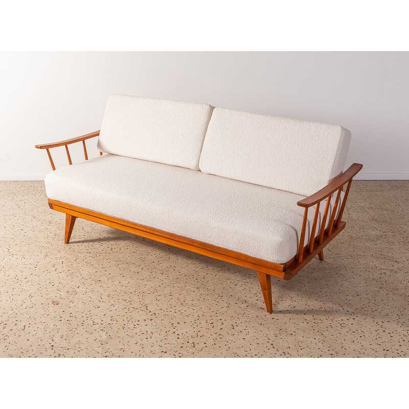 Vintage cherrywood and fabric sofa for Knoll Antimott, Germany 1950s
