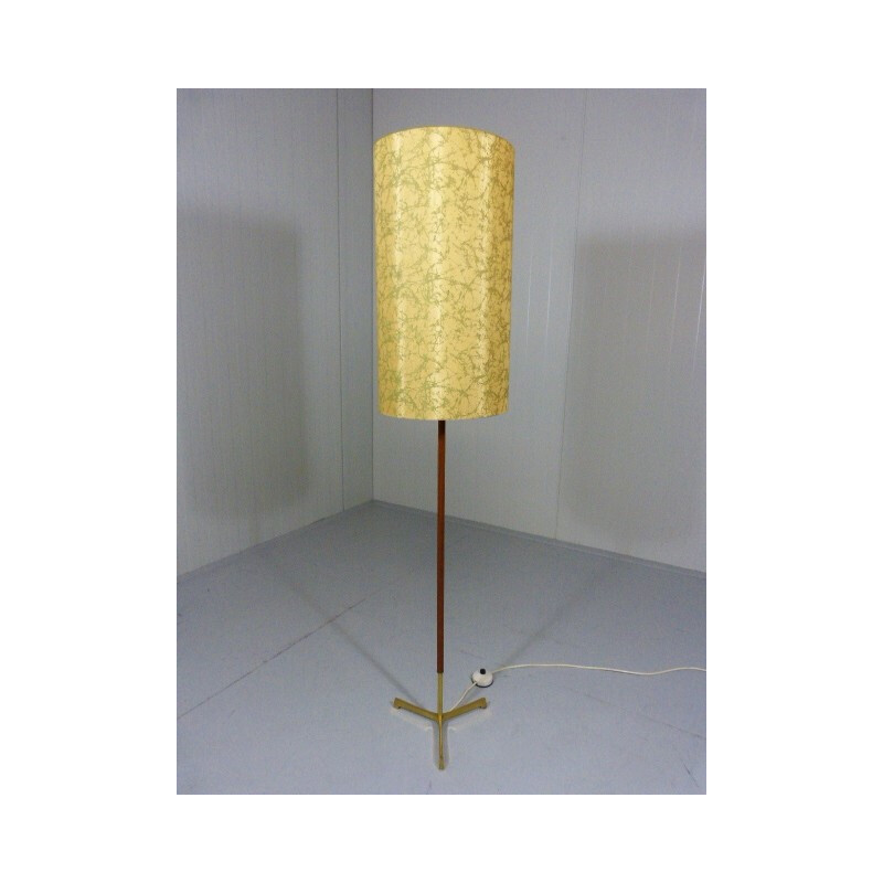 Golden floor lamp with green pattern - 1960s