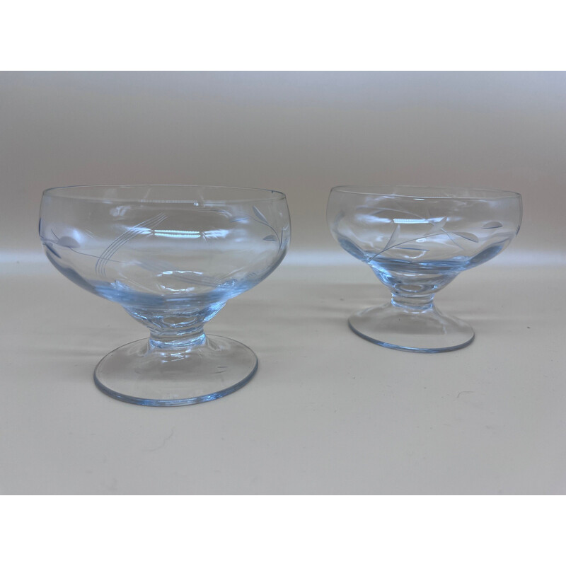 Vintage chased glass champagne glasses, 1950s