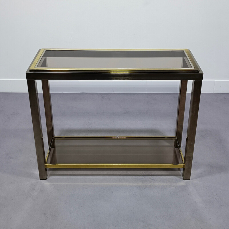 Vintage console in chrome and smoked glass by De Wulf for Belgo Chrom