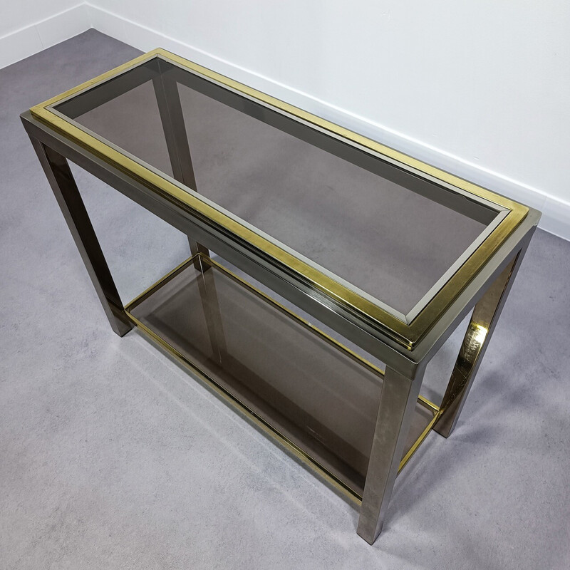 Vintage console in chrome and smoked glass by De Wulf for Belgo Chrom