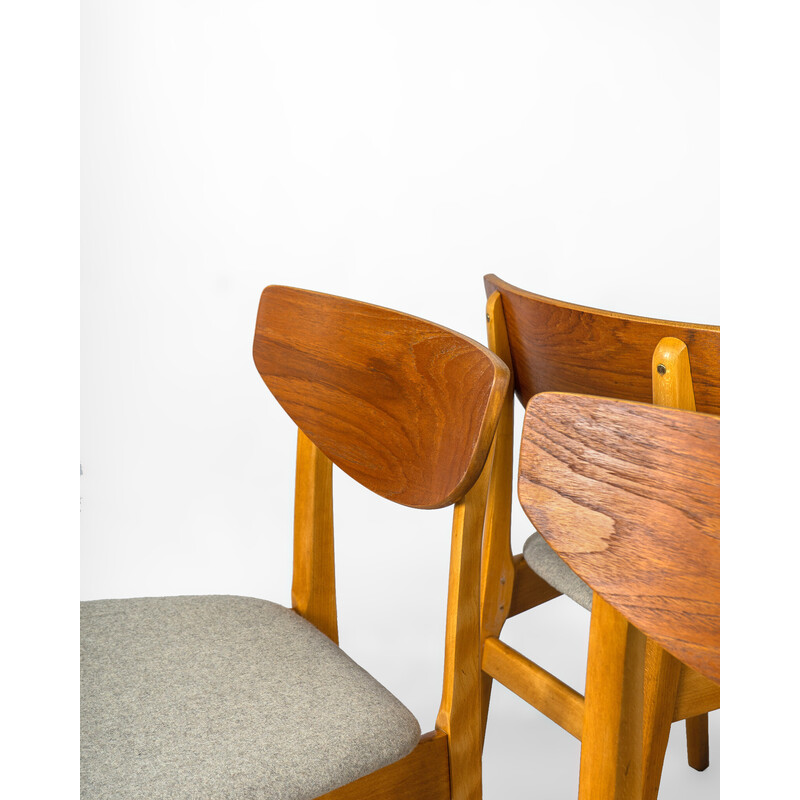 Vintage teak en beuken eetkamer set, Denemarken 1970