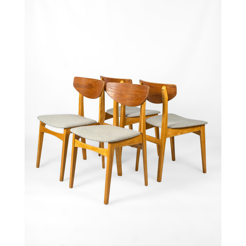 Vintage teak and beech dining set, Denmark 1970s