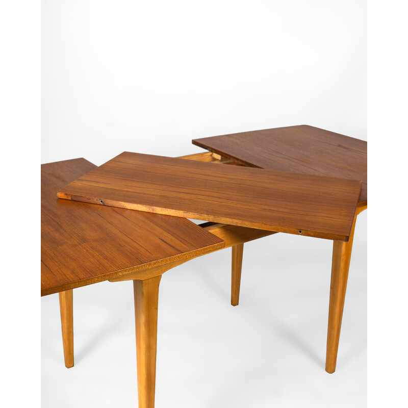 Conjunto de mesa de teca e faia Vintage, Dinamarca 1970