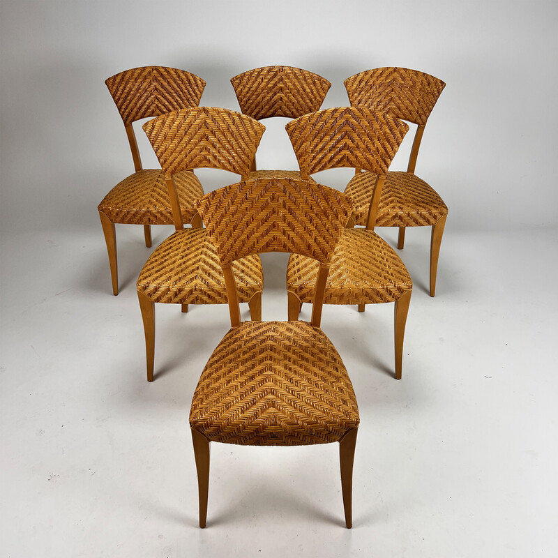 Vintage Stühle aus Birke und Korbgeflecht, Italien 1980er
