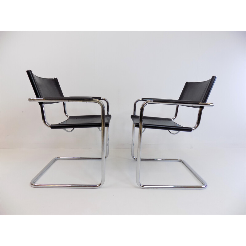 Paar vintage leren stoelen van Martin Stam