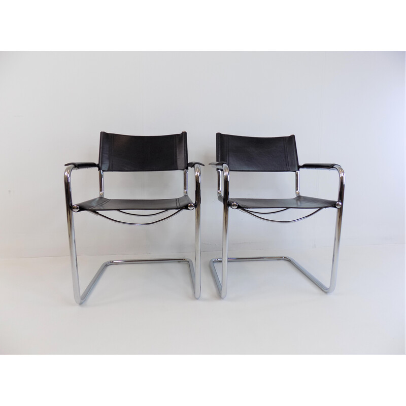 Pair of vintage leather chairs by Martin Stam